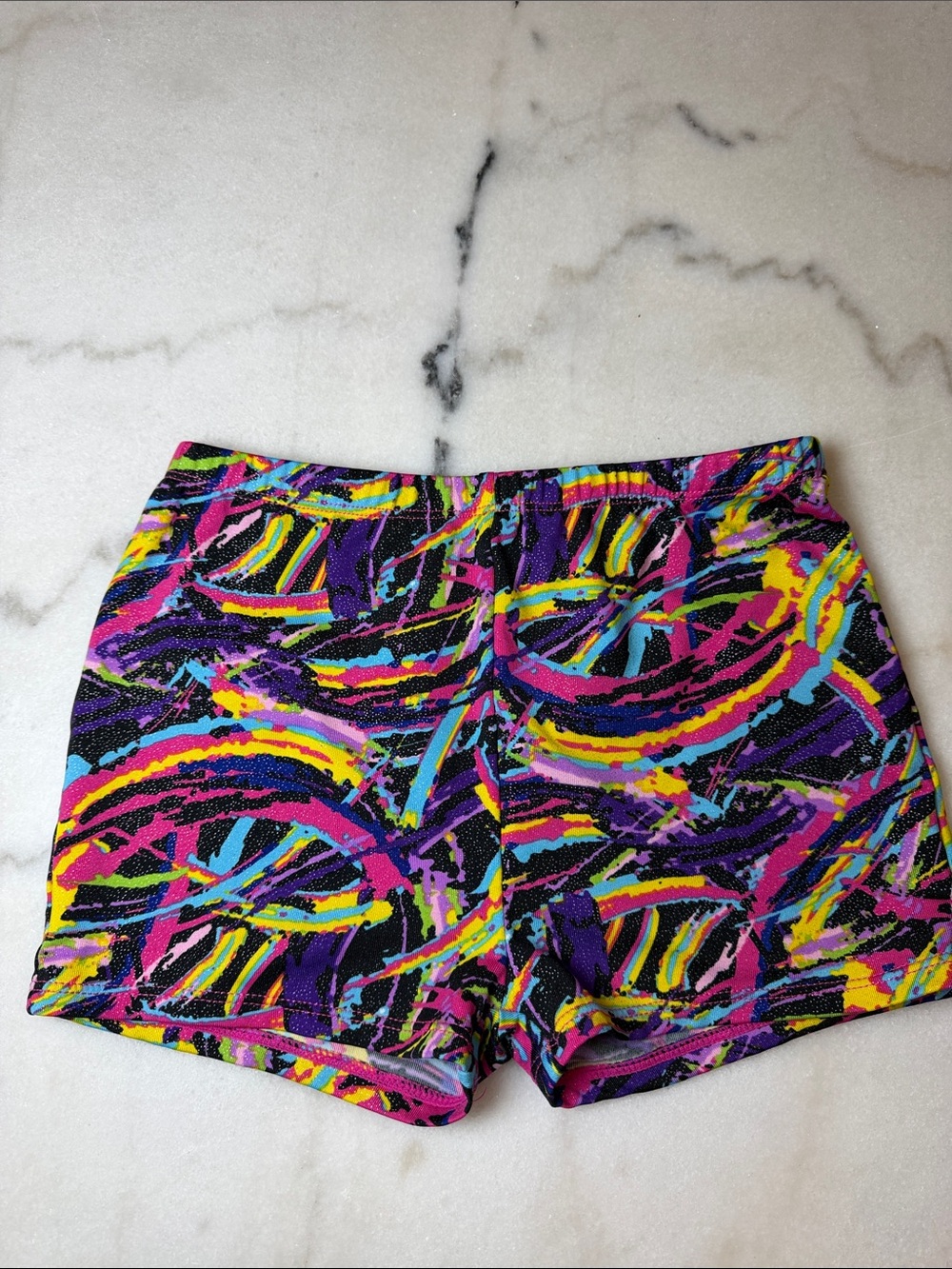 Danskin Neon Multi-Color Abstract Athletic Shorts